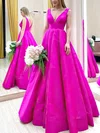Ball Gown/Princess V-neck Satin Floor-length Prom Dresses #Milly020114755