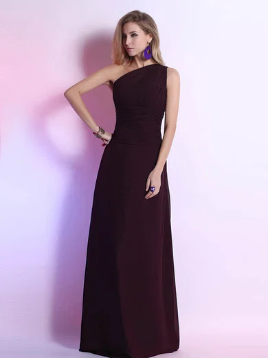 A-line One Shoulder Chiffon Floor-length Ruffles Prom Dresses #02023106