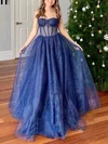 A-line Sweetheart Glitter Sweep Train Prom Dresses #Milly020114811