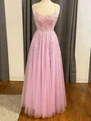 Ball Gown Scoop Neck Floor-length Tulle Prom Dresses With Appliques #Milly020114861