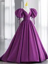Ball Gown V-neck Satin Sweep Train Prom Dresses With Ruffles #Milly020114892