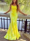 Trumpet/Mermaid Scoop Neck Sequined Sweep Train Prom Dresses #Milly020114917