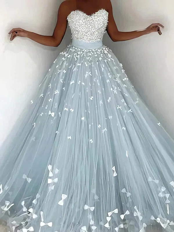 Ball Gown/Princess Sweetheart Tulle Sweep Train Prom Dresses With Sashes / Ribbons #Milly020114930