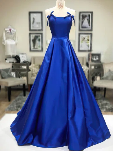 Ball Gown Scoop Neck Floor-length Satin Prom Dresses With Beading #Milly020114971
