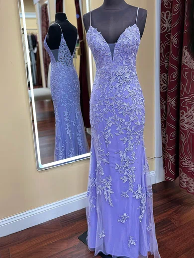 Sheath/Column V-neck Tulle Beaded Prom Dresses With Appliques #Milly020115009
