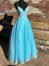 Ball Gown V-neck Glitter Sweep Train Prom Dresses #Milly020115026