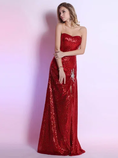 Sheath/Column Sweetheart Sequined Floor-length Beading Prom Dresses #02014302