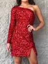 One-Shoulder Velvet Sequin Bodycon Homecoming Dresses #Milly020110397