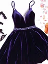 A-line V-neck Velvet Short/Mini Homecoming Dresses With Beading #Milly020110443