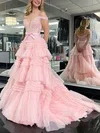 Princess Off-the-shoulder Tulle Sweep Train Prom Dresses With Tiered #Milly020115104