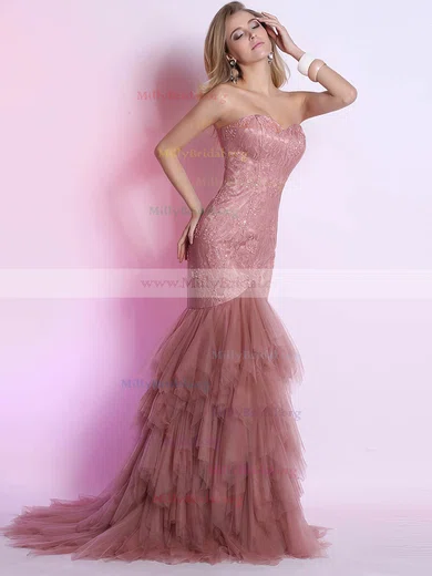 Sweetheart Sequin Burgundy Trumpet Mermaid Prom Dress