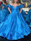 Ball Gown Off-the-shoulder Satin Sweep Train Prom Dresses With Pockets #Milly020115125