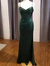 Sheath/Column V-neck Silk-like Satin Floor-length Prom Dresses With Split Front #Milly020115132