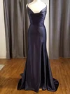 Sheath/Column Cowl Neck Satin Prom Dresses With Split #Milly020115133