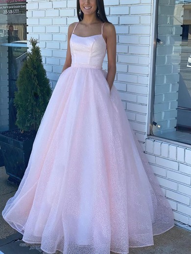 Ball Gown Scoop Neck Glitter Floor-length Prom Dresses With Pockets #Milly020115260