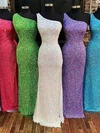 Sheath/Column One Shoulder Sequined Floor-length Prom Dresses #Milly020115282