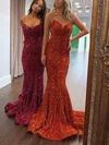 Trumpet/Mermaid Sweep Train V-neck Velvet Sequins Prom Dresses #Milly020115291