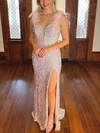 Sheath/Column Sweetheart Sequined Sweep Train Prom Dresses With Feathers / Fur #Milly020115302
