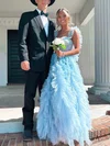 Princess Sweetheart Tulle Sweep Train Prom Dresses With Cascading Ruffles #Milly020115315