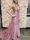 Sheath/Column V-neck Tulle Jersey Detachable Prom Dresses With Sashes / Ribbons #Milly020115324