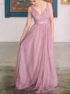 A-line V-neck Chiffon Sweep Train Prom Dresses With Sashes / Ribbons #Milly020115335