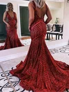 Trumpet/Mermaid V-neck Sequined Sweep Train Prom Dresses #Milly020115348