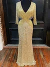 Sheath/Column V-neck Sequined Floor-length Prom Dresses With Beading #Milly020115382