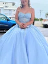 Ball Gown Sweetheart Tulle Sweep Train Prom Dresses With Appliques Lace #Milly020115384