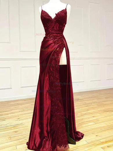 Sheath Column Satin Strapless Pink Prom Dress With Slit Sheath Column Satin Strapless Pink Prom Dress With Slit