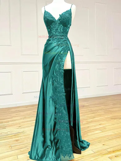 Sexy V Neck Black Sheath Column Prom Dress With Slit Sexy V Neck Black Sheath Column Prom Dress With Slit