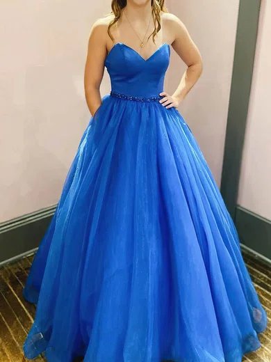 Ball Gown Strapless Tulle Prom Dresses With Beading #Milly020115400