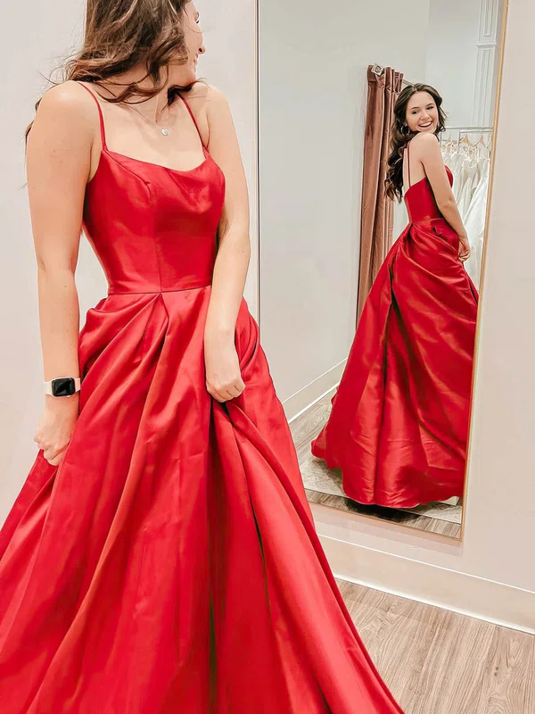 Ball Gown Scoop Neck Satin Sweep Train Prom Dresses #Milly020115410