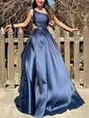Ball Gown One Shoulder Satin Sweep Train Prom Dresses #Milly020115420