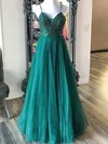 Ball Gown V-neck Tulle Glitter Floor-length Beading Prom Dresses #Milly020115430