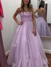 Ball Gown Scoop Neck Glitter Sweep Train Prom Dresses With Sashes / Ribbons #Milly020115442