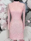 Sheath/Column High Neck Sequined Short/Mini Short Prom Dresses #Milly020115478