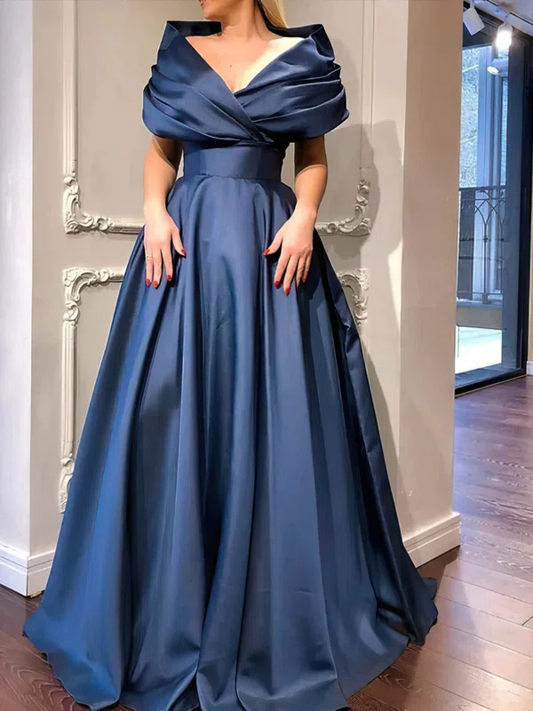 Ball Gown Off-the-shoulder Satin Sweep Train Ruffles Prom Dresses #Milly020115488