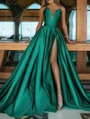 Ball Gown/Princess Sweep Train V-neck Satin Split Front Prom Dresses #Milly020115491