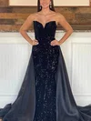 Sheath/Column Strapless Organza Sequined Detachable Prom Dresses #Milly020115536