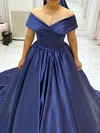 Ball Gown Off-the-shoulder Satin Sweep Train Prom Dresses With Ruffles #Milly020115541