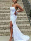 Sheath/Column Scoop Neck Sequined Sweep Train Prom Dresses With Split Front #Milly020115561