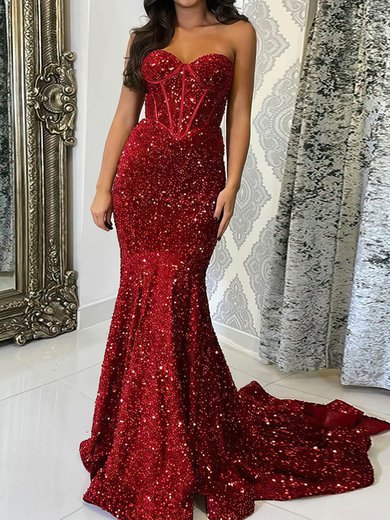 Mermaid Mermaid Strapless Sparkly Velvet Sequin Prom Dresses #Milly020115620