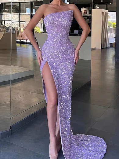 Sheath/Column Strapless Sparkly Sequin Prom Dresses #Milly020115627
