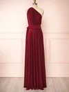 A-line One Shoulder Jersey Floor-length Bridesmaid Dresses #Milly01014397