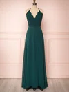 A-line V-neck Lace Chiffon Floor-length Split Front Bridesmaid Dresses #Milly01014398