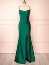 Sheath/Column Scoop Neck Silk-like Satin Floor-length Ruffles Bridesmaid Dresses #Milly01014407