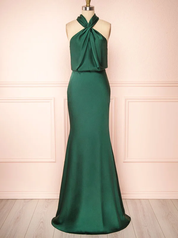 Sheath/Column V-neck Silk-like Satin Floor-length Bridesmaid Dresses #Milly01014424