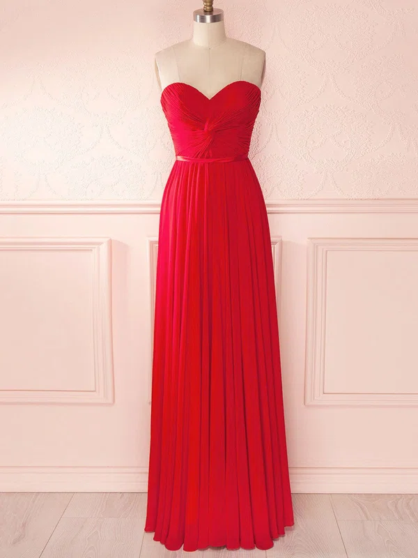 A-line Sweetheart Chiffon Floor-length Bridesmaid Dresses With Sashes / Ribbons #Milly01014445