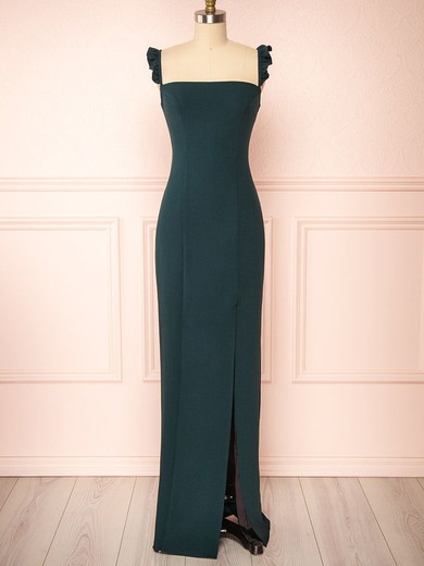 Sheath/Column Square Neckline Stretch Crepe Floor-length Bridesmaid Dresses With Split Front #Milly01014448