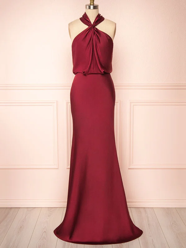 Sheath/Column V-neck Silk-like Satin Floor-length Bridesmaid Dresses #Milly01014450